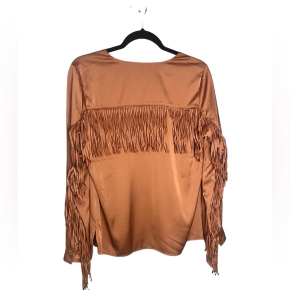 NWOT Boston Proper Satin Fringe Top - Picture 5 of 7